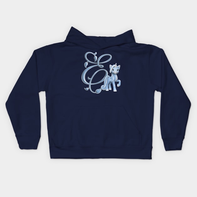 Monogram E Custom Unicorn Kids Hoodie by AlondraHanley